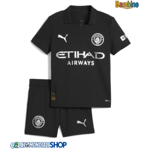 Maglie da calcio Manchester City Seconda Maglia Bambino 2025-26 Manica Corta + Pantaloni corti)